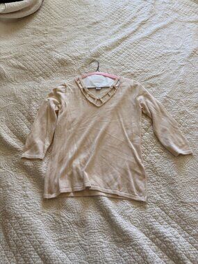 Carmen Cream Lattice Neck Sweater Size S